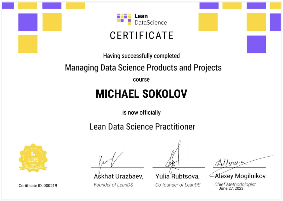 Managing Data Science Products and Projects - MICHAEL SOKOLOV